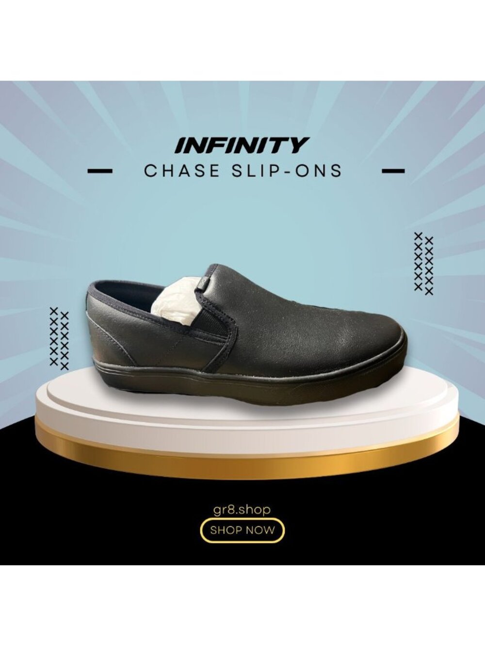 Infinity Chase Slip-Ons Black Womens Size 8 Oil & Slip Resistant Shoes With Remo